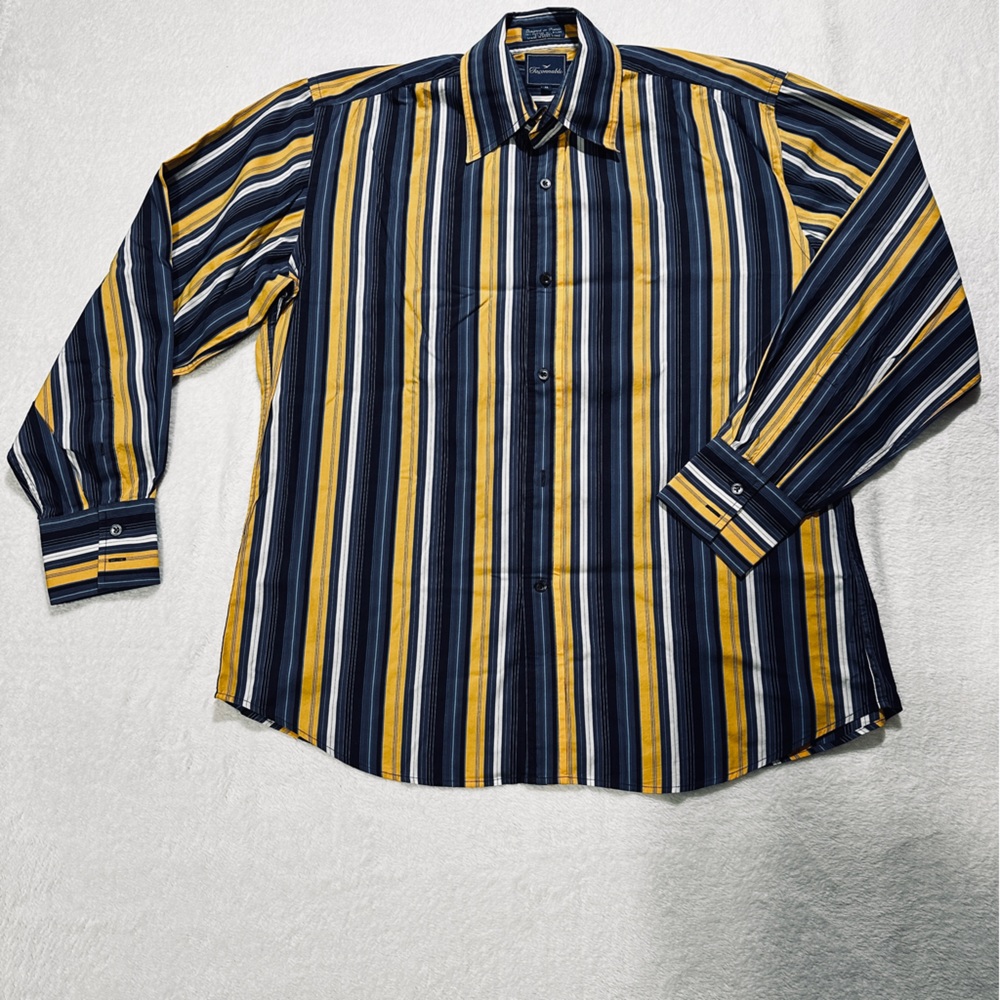 FACONNABLE "Designed in France" Blue with Multi-Color Stripes Men Casual Shirt